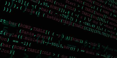 Yazılım geliştirici programlama kodu. Soyut modern sanal bilgisayar senaryosu. Masaüstü ekranında yazılım geliştirici programcının çalışması 