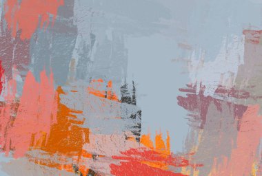 Soyut arka plan sanatı. 2D çizim. Etkileyici yağlı boya resim. Tuvalde fırça darbeleri. Modern sanat. Çok renkli arkaplan. Çağdaş sanat. İfade. Sanatsal dijital palet.