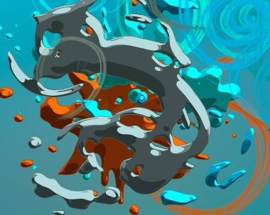 Soyut arka plan sanatı. 3 boyutlu illüstrasyon. Çok renkli arkaplan. Çağdaş sanat. Sanatsal dijital palet.