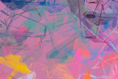 Soyut arka plan sanatı. 2D çizim. Etkileyici yağlı boya resim. Tuvalde fırça darbeleri. Modern sanat. Çok renkli arkaplan. Çağdaş sanat. İfade. Sanatsal dijital palet.