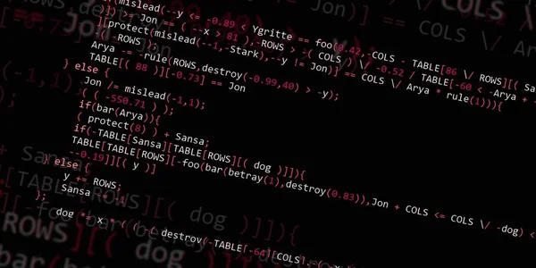 Yazılım geliştirici programlama kodu. Soyut modern sanal bilgisayar senaryosu. Masaüstü ekranında yazılım geliştirici programcının çalışması 