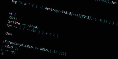 Yazılım geliştirici programlama kodu. Soyut modern sanal bilgisayar senaryosu. Masaüstü ekranında yazılım geliştirici programcının çalışması 