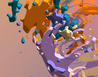 Soyut arka plan sanatı. 3 boyutlu illüstrasyon. Tuvalde fırça darbeleri. Çok renkli arkaplan. Çağdaş sanat. Sanatsal dijital palet.