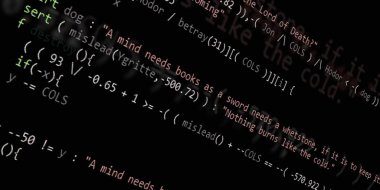 Yazılım geliştirici programlama kodu. Soyut modern sanal bilgisayar senaryosu. Masaüstü ekranında yazılım geliştirici programcının çalışması 