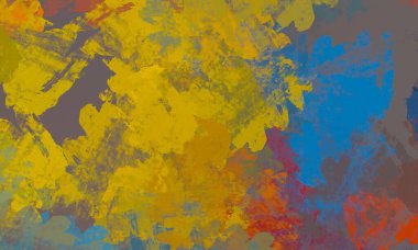 Soyut arka plan sanatı. 2D çizim. Etkileyici yağlı boya resim. Tuvalde fırça darbeleri. Modern sanat. Çok renkli arkaplan. Çağdaş sanat. İfade. Sanatsal dijital palet.