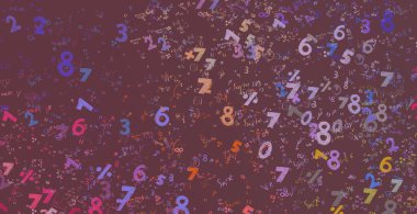 Matematik. 2D çizim. Numaralı soyut arkaplan, boşluğu kopyala 