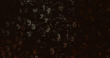 Matematik. 2D çizim. Numaralı soyut arkaplan, boşluğu kopyala 