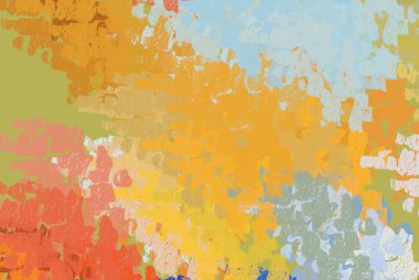 Soyut arka plan sanatı. 2D çizim. Etkileyici yağlı boya resim. Tuvalde fırça darbeleri. Modern sanat. Çok renkli arkaplan. Çağdaş sanat. İfade. Sanatsal dijital palet.