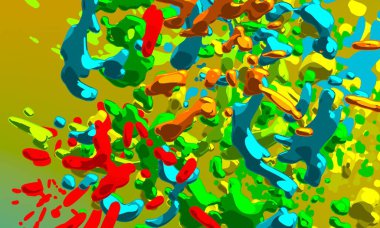 Soyut arka plan sanatı. 3 boyutlu illüstrasyon. Çok renkli arkaplan. Çağdaş sanat. Sanatsal dijital palet.