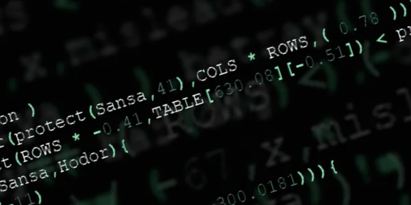 Software developer programming code. Abstract modern virtual computer script. Work of software developer programmer on desktop screen