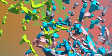 Soyut arka plan sanatı. 3 boyutlu illüstrasyon. Çok renkli arkaplan. Çağdaş sanat. Sanatsal dijital palet.