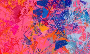 Soyut arka plan sanatı. 2D çizim. Etkileyici yağlı boya resim. Tuvalde fırça darbeleri. Modern sanat. Çok renkli arkaplan. Çağdaş sanat. İfade. Sanatsal dijital palet.