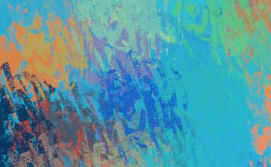 Soyut arka plan sanatı. 2D çizim. Etkileyici yağlı boya resim. Tuvalde fırça darbeleri. Modern sanat. Çok renkli arkaplan. Çağdaş sanat. İfade. Sanatsal dijital palet.
