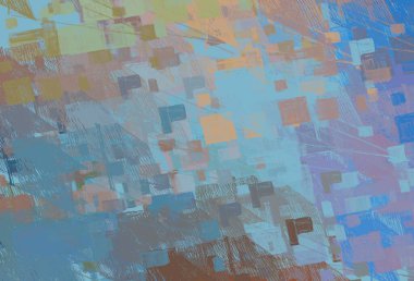 Soyut arka plan sanatı. 2D çizim. Etkileyici yağlı boya resim. Tuvalde fırça darbeleri. Modern sanat. Çok renkli arkaplan. Çağdaş sanat. İfade. Sanatsal dijital palet.