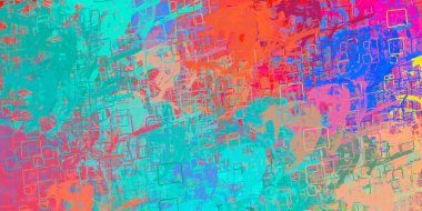 Soyut arka plan sanatı. 2D çizim. Etkileyici yağlı boya resim. Tuvalde fırça darbeleri. Modern sanat. Çok renkli arkaplan. Çağdaş sanat. İfade. Sanatsal dijital palet.