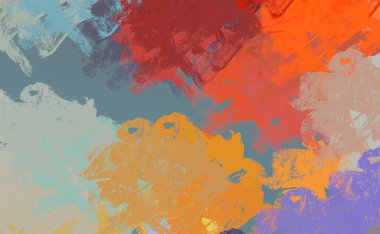 Soyut arka plan sanatı. 2D çizim. Etkileyici yağlı boya resim. Tuvalde fırça darbeleri. Modern sanat. Çok renkli arkaplan. Çağdaş sanat. İfade. Sanatsal dijital palet.