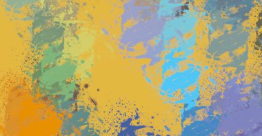 Soyut arka plan sanatı. 2D çizim. Etkileyici yağlı boya resim. Tuvalde fırça darbeleri. Modern sanat. Çok renkli arkaplan. Çağdaş sanat. İfade. Sanatsal dijital palet.