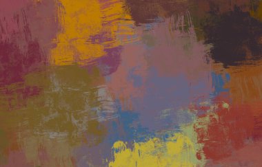 Soyut arka plan sanatı. 2D çizim. Etkileyici yağlı boya resim. Tuvalde fırça darbeleri. Modern sanat. Çok renkli arkaplan. Çağdaş sanat. İfade. Sanatsal dijital palet.