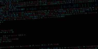 Yazılım geliştirici programlama kodu. Soyut modern sanal bilgisayar senaryosu. Masaüstü ekranında yazılım geliştirici programcının çalışması 