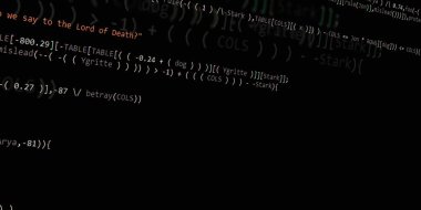 Yazılım geliştirici programlama kodu. Soyut modern sanal bilgisayar senaryosu. Masaüstü ekranında yazılım geliştirici programcının çalışması 