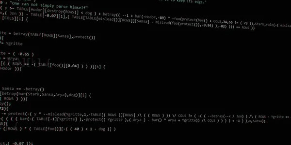 Software developer programming code. Abstract modern virtual computer script. Work of software developer programmer on desktop screen