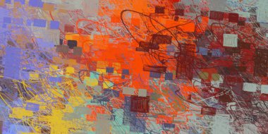 Soyut arka plan sanatı. 2D çizim. Etkileyici yağlı boya resim. Tuvalde fırça darbeleri. Modern sanat. Çok renkli arkaplan. Çağdaş sanat. İfade. Sanatsal dijital palet.