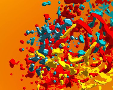 Soyut arka plan sanatı. 3 boyutlu illüstrasyon. Çok renkli arkaplan. Çağdaş sanat. Sanatsal dijital palet.