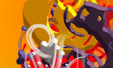 Soyut arka plan sanatı. 3 boyutlu illüstrasyon. Çok renkli arkaplan. Çağdaş sanat. Sanatsal dijital palet.