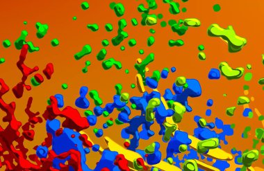 Soyut arka plan sanatı. 3 boyutlu illüstrasyon. Çok renkli arkaplan. Çağdaş sanat. Sanatsal dijital palet.