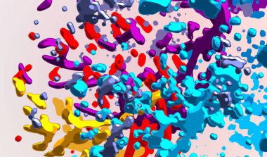 Soyut arka plan sanatı. 3 boyutlu illüstrasyon. Çok renkli arkaplan. Çağdaş sanat. Sanatsal dijital palet.