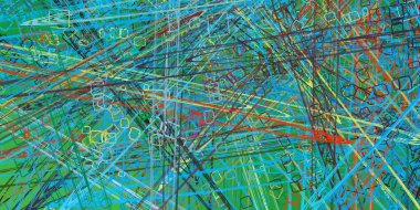 Soyut arka plan sanatı. 2D çizim. Etkileyici yağlı boya resim. Tuvalde fırça darbeleri. Modern sanat. Çok renkli arkaplan. Çağdaş sanat. İfade. Sanatsal dijital palet.