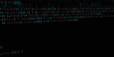 Yazılım geliştirici programlama kodu. Soyut modern sanal bilgisayar senaryosu. Masaüstü ekranında yazılım geliştirici programcının çalışması 