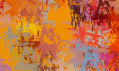 Soyut arka plan sanatı. 2D çizim. Etkileyici yağlı boya resim. Tuvalde fırça darbeleri. Modern sanat. Çok renkli arkaplan. Çağdaş sanat. İfade. Sanatsal dijital palet.
