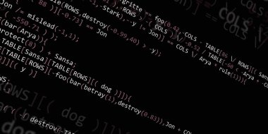 Yazılım geliştirici programlama kodu. Soyut modern sanal bilgisayar senaryosu. Masaüstü ekranında yazılım geliştirici programcının çalışması 