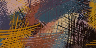 Soyut arka plan sanatı. 2D çizim. Etkileyici yağlı boya resim. Tuvalde fırça darbeleri. Modern sanat. Çok renkli arkaplan. Çağdaş sanat. İfade. Sanatsal dijital palet.