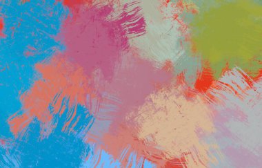 Soyut arka plan sanatı. 2D çizim. Etkileyici yağlı boya resim. Tuvalde fırça darbeleri. Modern sanat. Çok renkli arkaplan. Çağdaş sanat. İfade. Sanatsal dijital palet.