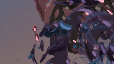 Soyut arka plan sanatı. 3 boyutlu illüstrasyon. Tuvalde fırça darbeleri. Çok renkli arkaplan. Çağdaş sanat. Sanatsal dijital palet.