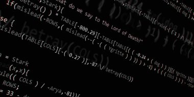 Yazılım geliştirici programlama kodu. Soyut modern sanal bilgisayar senaryosu. Masaüstü ekranında yazılım geliştirici programcının çalışması 