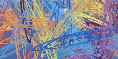 Soyut arka plan sanatı. 2D çizim. Etkileyici yağlı boya resim. Tuvalde fırça darbeleri. Modern sanat. Çok renkli arkaplan. Çağdaş sanat. İfade. Sanatsal dijital palet.