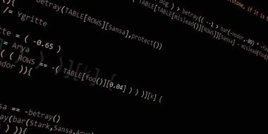 Yazılım geliştirici programlama kodu. Soyut modern sanal bilgisayar senaryosu. Masaüstü ekranında yazılım geliştirici programcının çalışması 