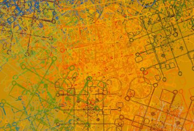 Soyut arka plan sanatı. 2D çizim. Etkileyici yağlı boya resim. Tuvalde fırça darbeleri. Modern sanat. Çok renkli arkaplan. Çağdaş sanat. İfade. Sanatsal dijital palet.