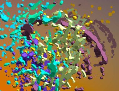 Soyut arka plan sanatı. 3 boyutlu illüstrasyon. Tuvalde fırça darbeleri. Çok renkli arkaplan. Çağdaş sanat. Sanatsal dijital palet.