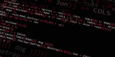 Yazılım geliştirici programlama kodu. Soyut modern sanal bilgisayar senaryosu. Masaüstü ekranında yazılım geliştirici programcının çalışması 