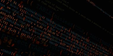 Yazılım geliştirici programlama kodu. Soyut modern sanal bilgisayar senaryosu. Masaüstü ekranında yazılım geliştirici programcının çalışması 