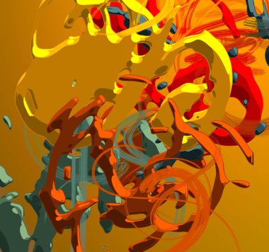 Soyut arka plan sanatı. 3 boyutlu illüstrasyon. Tuvalde fırça darbeleri. Çok renkli arkaplan. Çağdaş sanat. Sanatsal dijital palet.