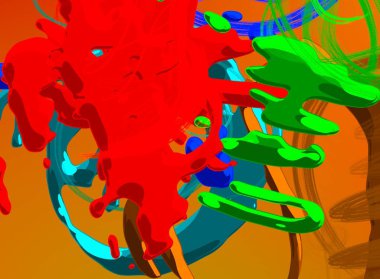 Soyut arka plan sanatı. 3 boyutlu illüstrasyon. Tuvalde fırça darbeleri. Çok renkli arkaplan. Çağdaş sanat. Sanatsal dijital palet.