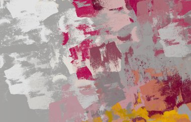 Soyut arka plan sanatı. 2D çizim. Etkileyici yağlı boya resim. Tuvalde fırça darbeleri. Modern sanat. Çok renkli arkaplan. Çağdaş sanat. İfade. Sanatsal dijital palet.