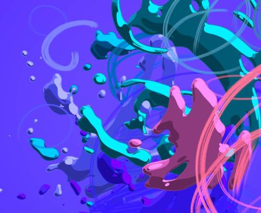 Soyut arka plan sanatı. 3 boyutlu illüstrasyon. Tuvalde fırça darbeleri. Çok renkli arkaplan. Çağdaş sanat. Sanatsal dijital palet.