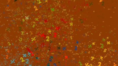 Matematik. 2D çizim. Numaralı soyut arkaplan, boşluğu kopyala 