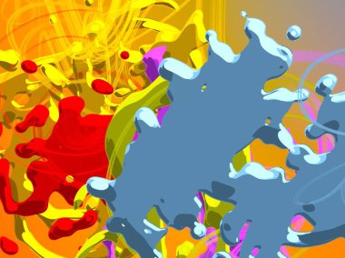 Soyut arka plan sanatı. 3 boyutlu illüstrasyon. Tuvalde fırça darbeleri. Çok renkli arkaplan. Çağdaş sanat. Sanatsal dijital palet.